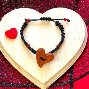 Rustic Wood ❤️ Love Heart macramé bracelet